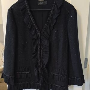 St. John Elegant Black Ruffle jacket